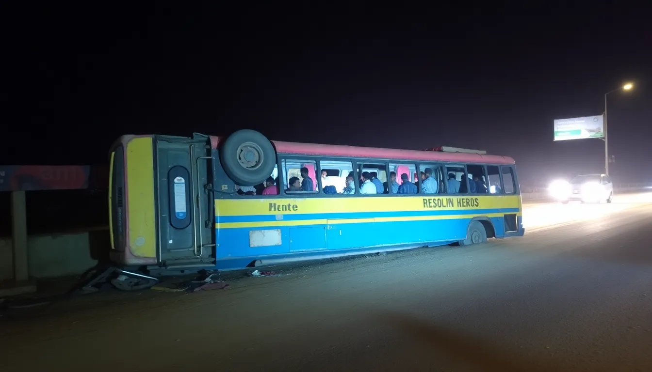 Bus Overturns Near Khali Char Rasta, 14 Injured