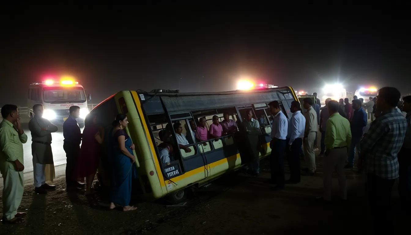 Bus Overturns Near Khali Char Rasta, 14 Injured