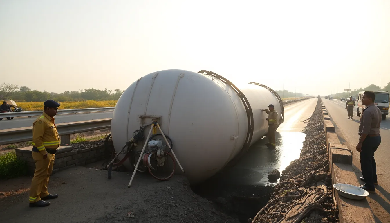 Chemical Tanker Overturns on Ahmedabad-Vadodara Expressway
