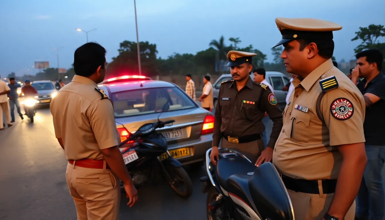 Drunken Driving Incident on Radhanpur Highway Involves Police Car