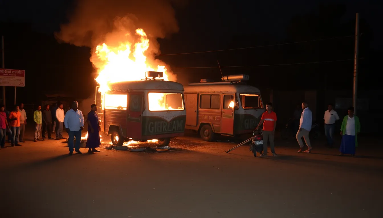 Fire Destroys Two DJ Ice Cream Vans on Patan's Gadosan Highway