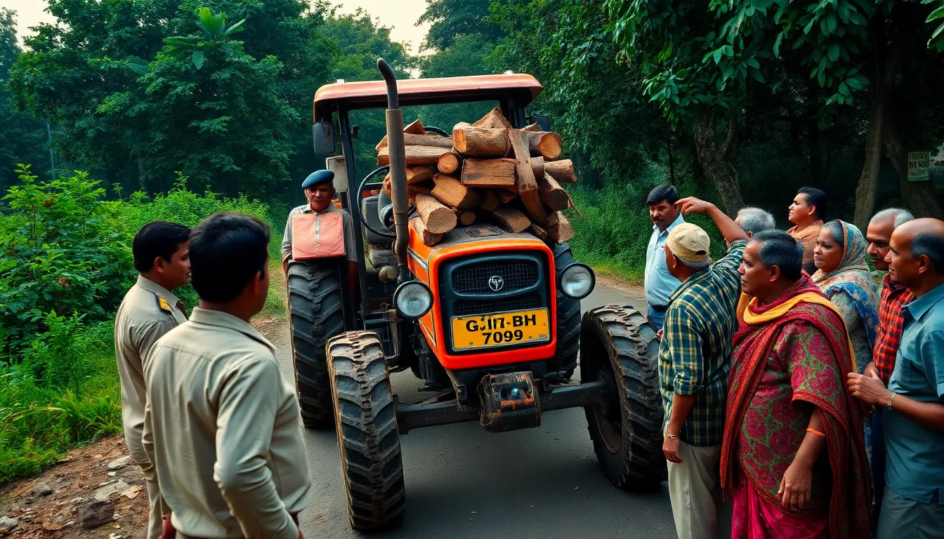 Illegal Tree Cutting in Kalol: Police Seize Tractor