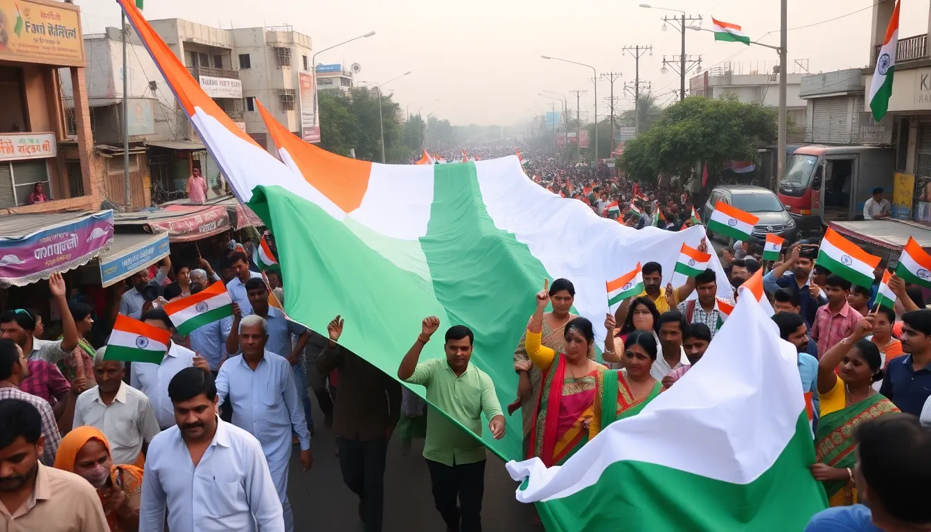 Large Tricolour Flag Parade Held in Bharuch