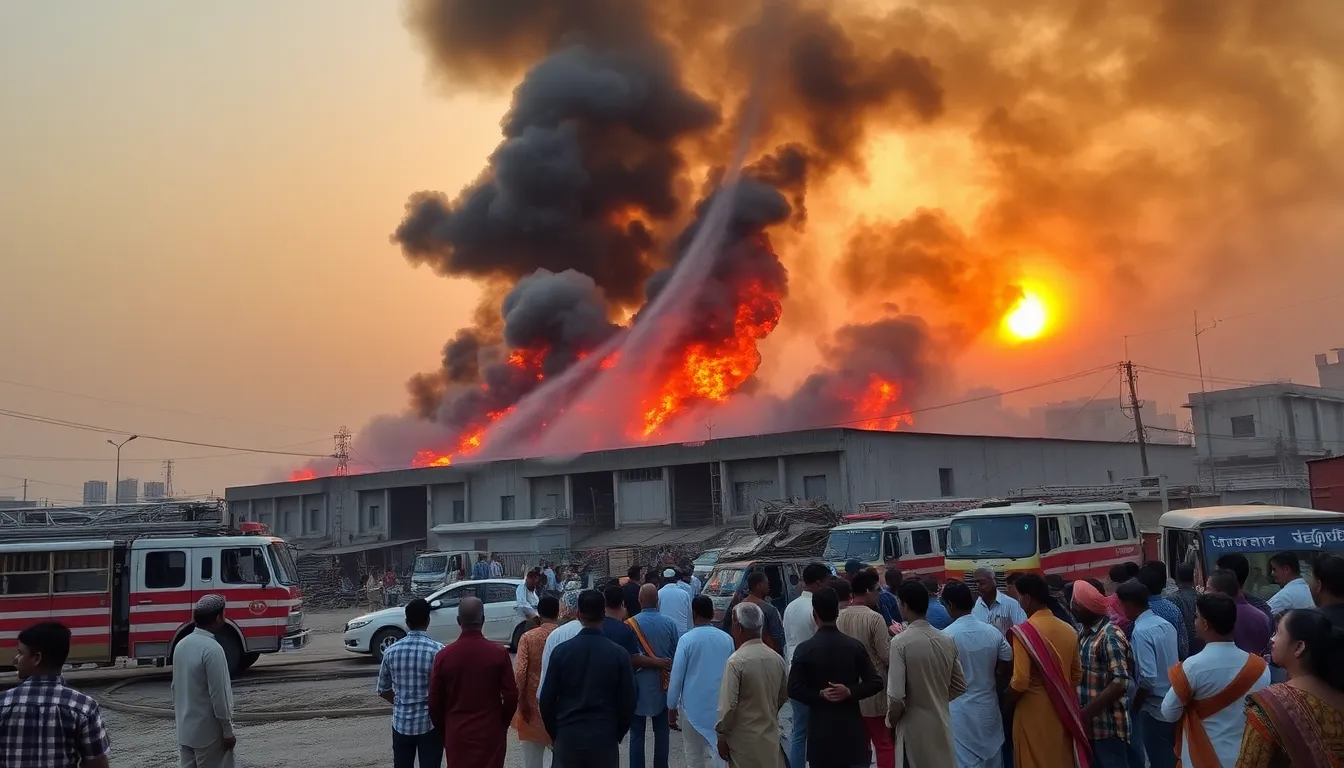Massive Fire Engulfs Seven Warehouses in Vapi