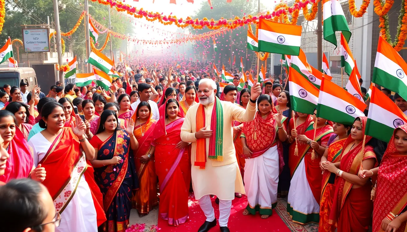 Prime Minister Modi's Grand Welcome in Gandhinagar