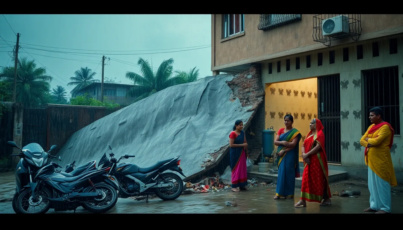 Protection Wall Collapses in Palanpur During Heavy Rain
