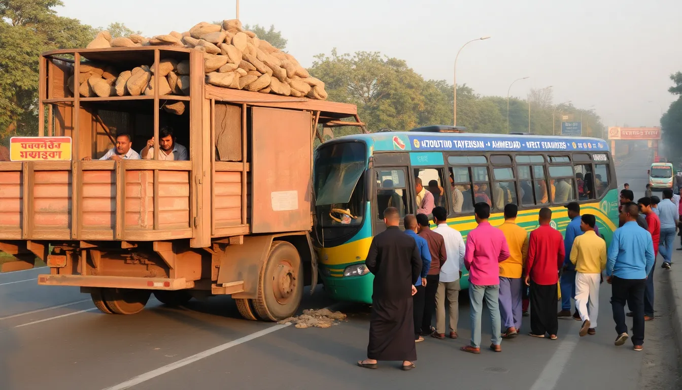 Truck and Bus Collision in Kapadwanj, No Injuries Reported