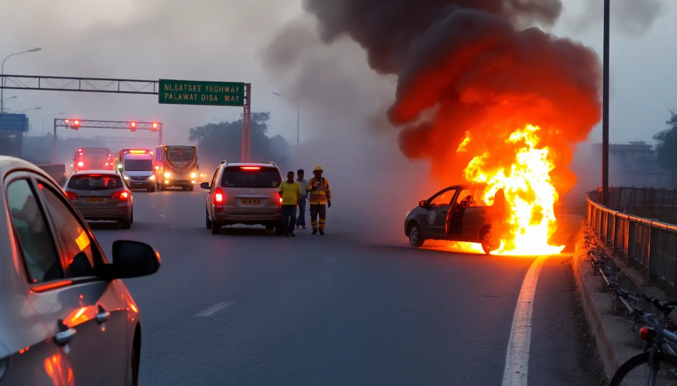 Car Catches Fire Near Chadotar on Palanpur-Disa Highway