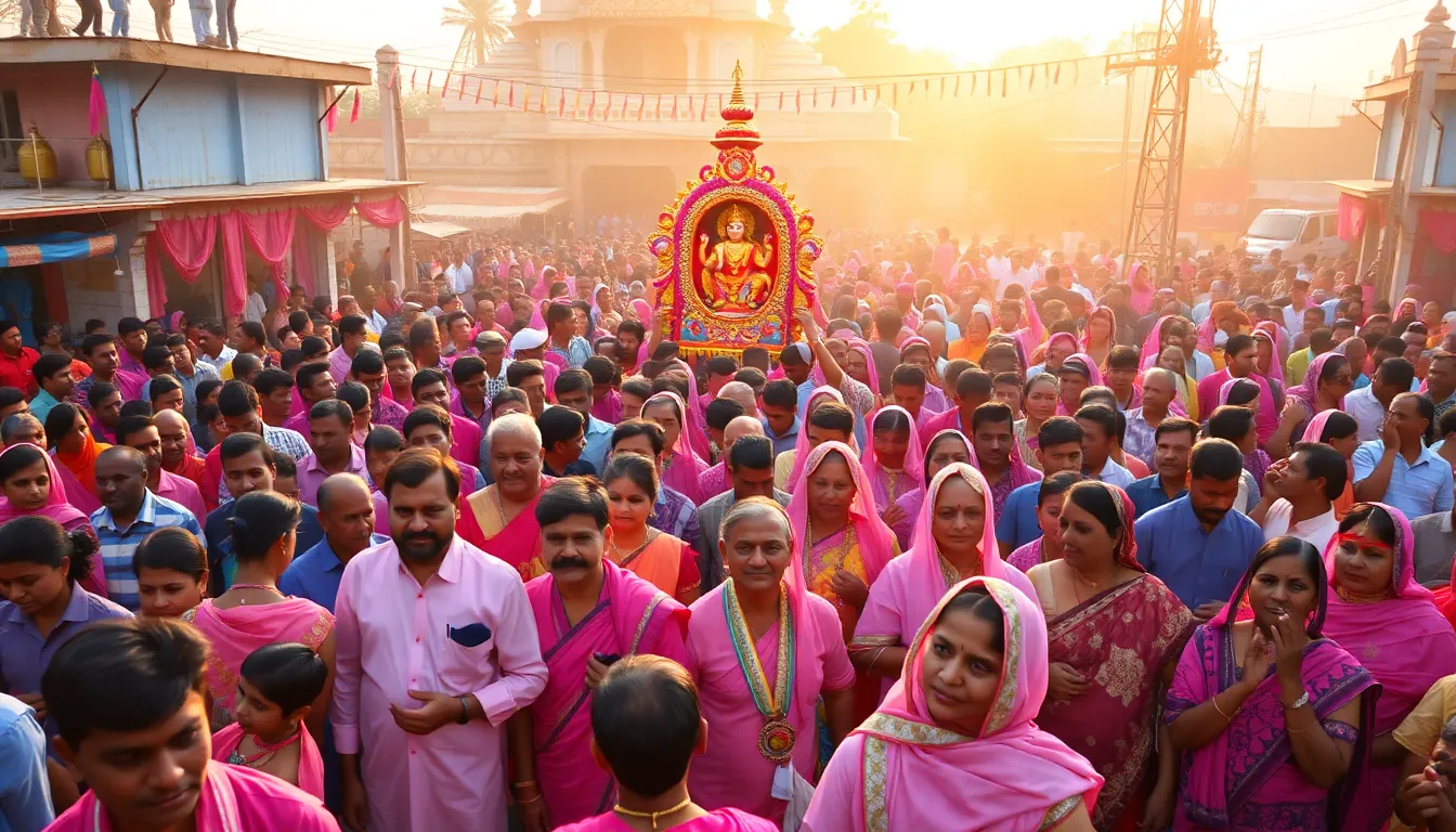Crowds Gather for Grand Jagannath Mameru in Saraspur
