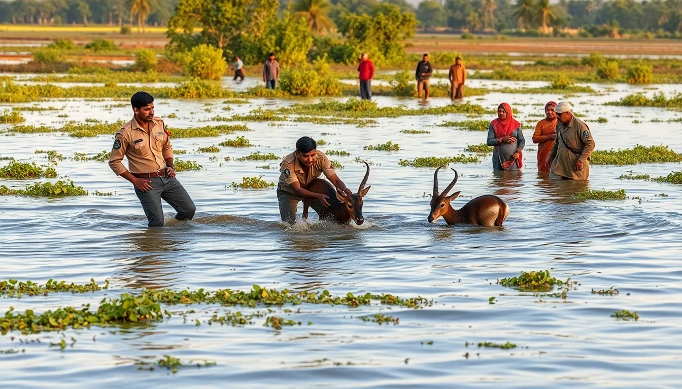 Floods in Bhal Region: Blackbucks Stranded and Rescued