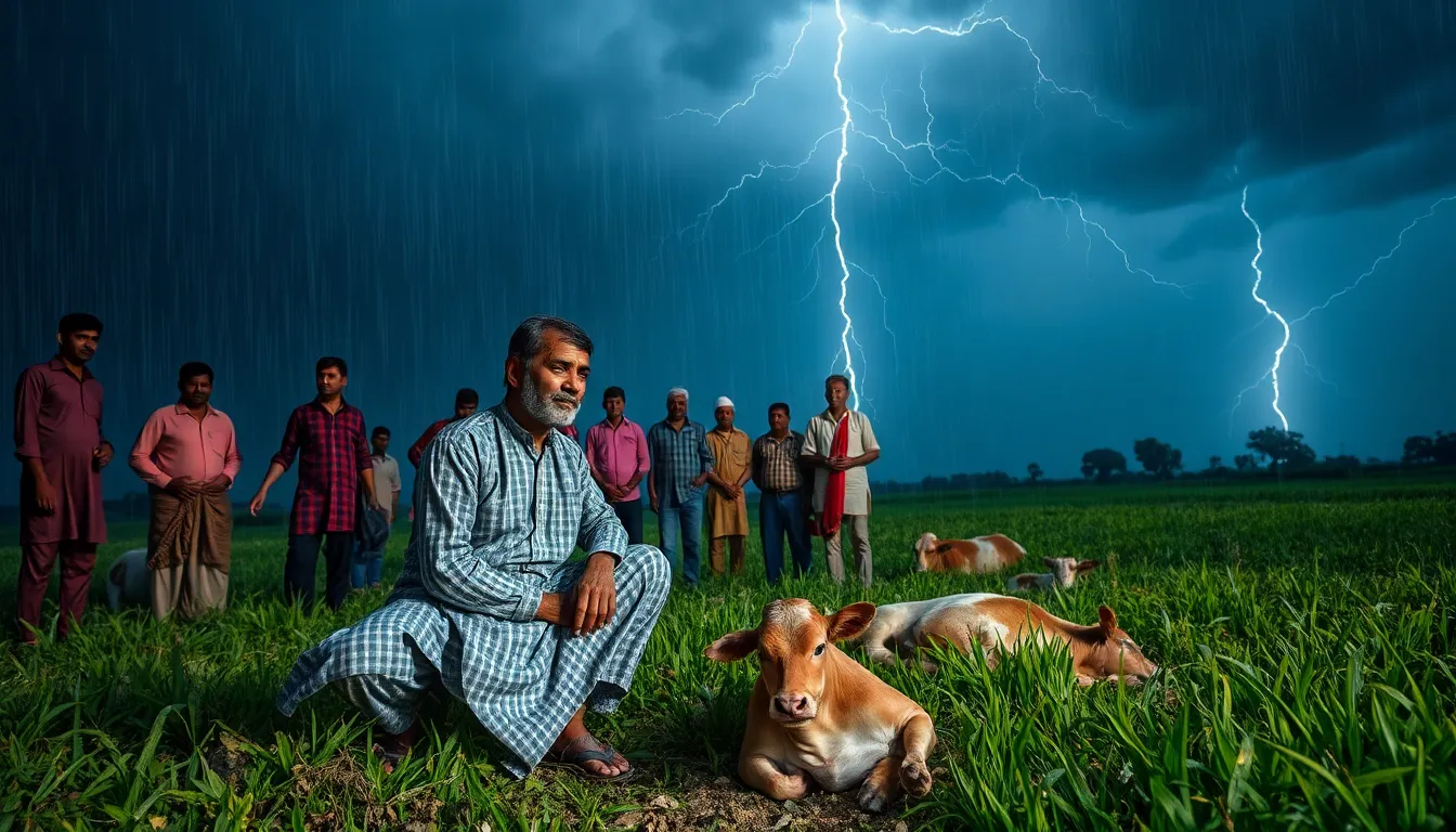 Lightning Strikes: Four Dairy Cattle Killed in Gola Village, Palanpur