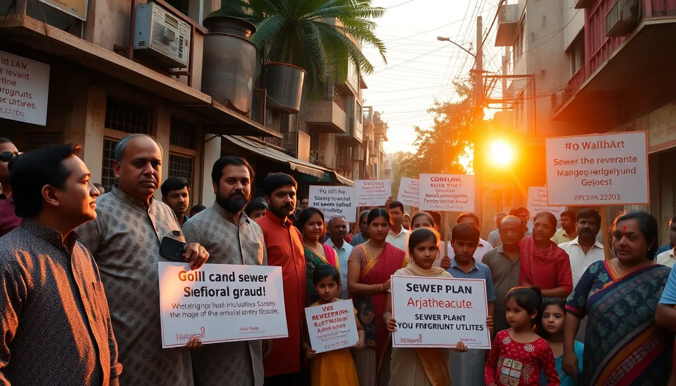 Local Residents Protest Sewer Line Change in Palanpur