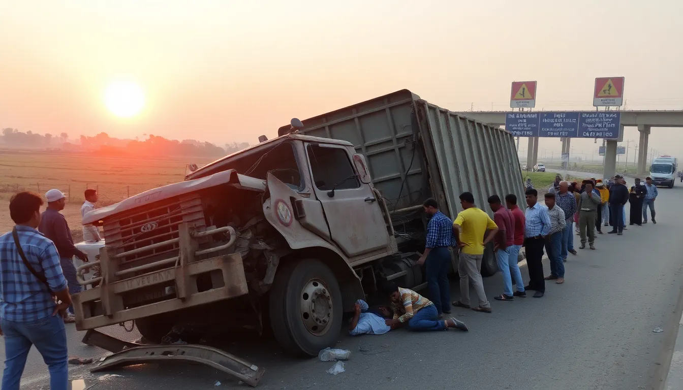 Serious Truck Accident Near Kanodar in Gujarat