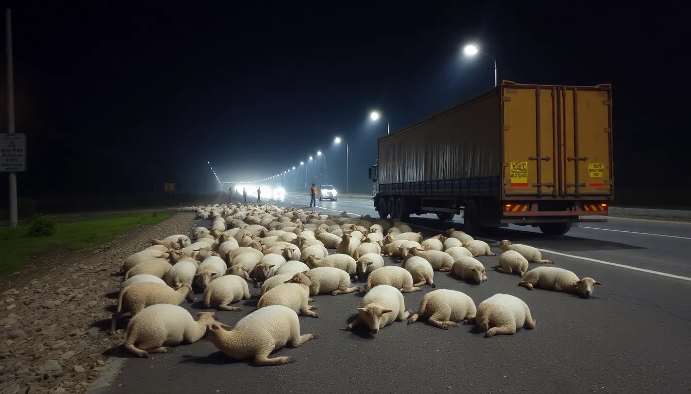 Trailer Driver Causes Death of Over 100 Sheep in Patan Accident