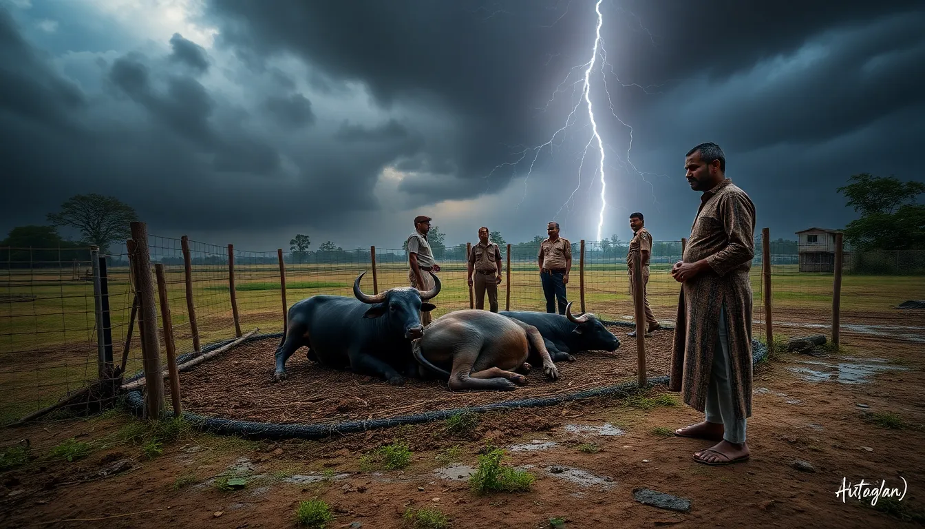 Two Pregnant Buffaloes Die Due to Lightning in Harij, Patan